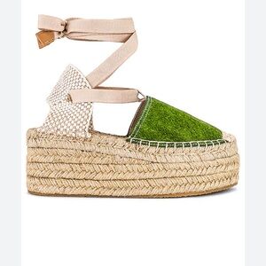 Green Espadrille Wedge Sandals